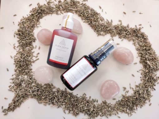 Kit "Energy": 1 Aura-Soma Pocket Rescue 25ml Energy + 1 Spray da viaggio Pomander Deep Red 20ml + 1 Quarzo Rosa burattato